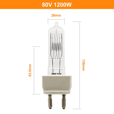 80V 1200W 230v 1000w 할로겐 램프 G22 2개 핀 할로겐 전구