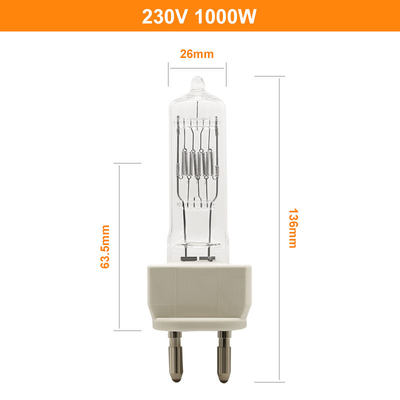 영화 프로젝터를 밝히는 230v 1000w 단일단 형태 할로겐 광 전구 영화 스튜디오는 300h를 램프를 갖춥니다