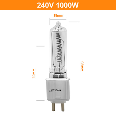 240V 1000W G9.5 할로겐 비핀 전구류 적외선 가열 영화 전구 98 밀리미터