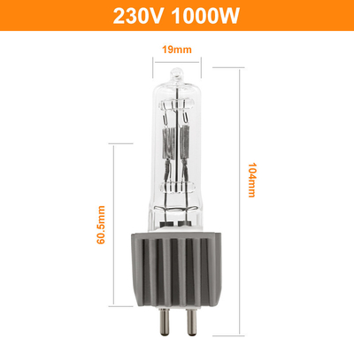 G9.5 2 핀 할로겐 전구 램프 230V 1000W 스튜디오 단일은 250h를 마쳤습니다